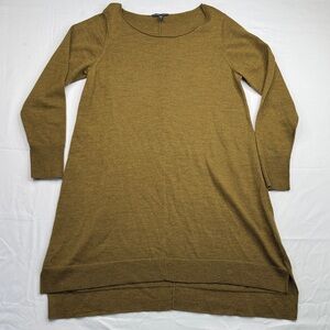 Eileen Fisher Olive Green Sweater dress - Crew Neck size Medium M long sleeve